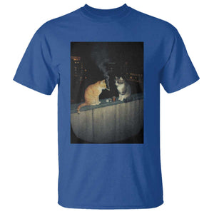 Funny Smoking Cat T Shirt Retro 90s Grunge Kitty Streetwear Meme TS10 Royal Blue Print Your Wear