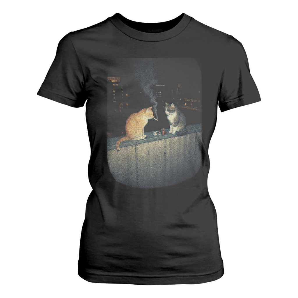 Funny Smoking Cat T Shirt For Women Retro 90s Grunge Kitty Streetwear Meme TS10 Black Print Your Wear