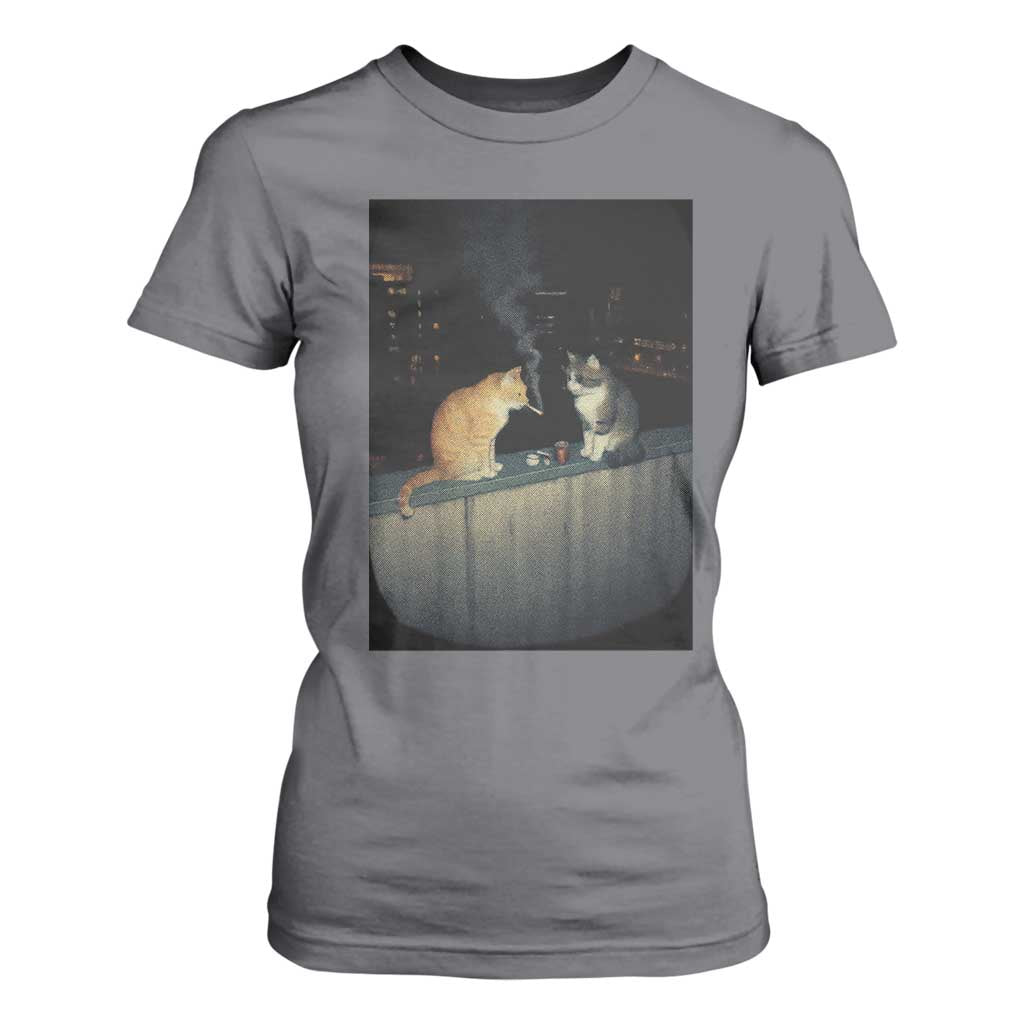 Funny Smoking Cat T Shirt For Women Retro 90s Grunge Kitty Streetwear Meme TS10 Charcoal Print Your Wear