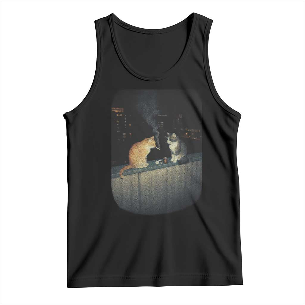 Funny Smoking Cat Tank Top Retro 90s Grunge Kitty Streetwear Meme TS10 Black Print Your Wear