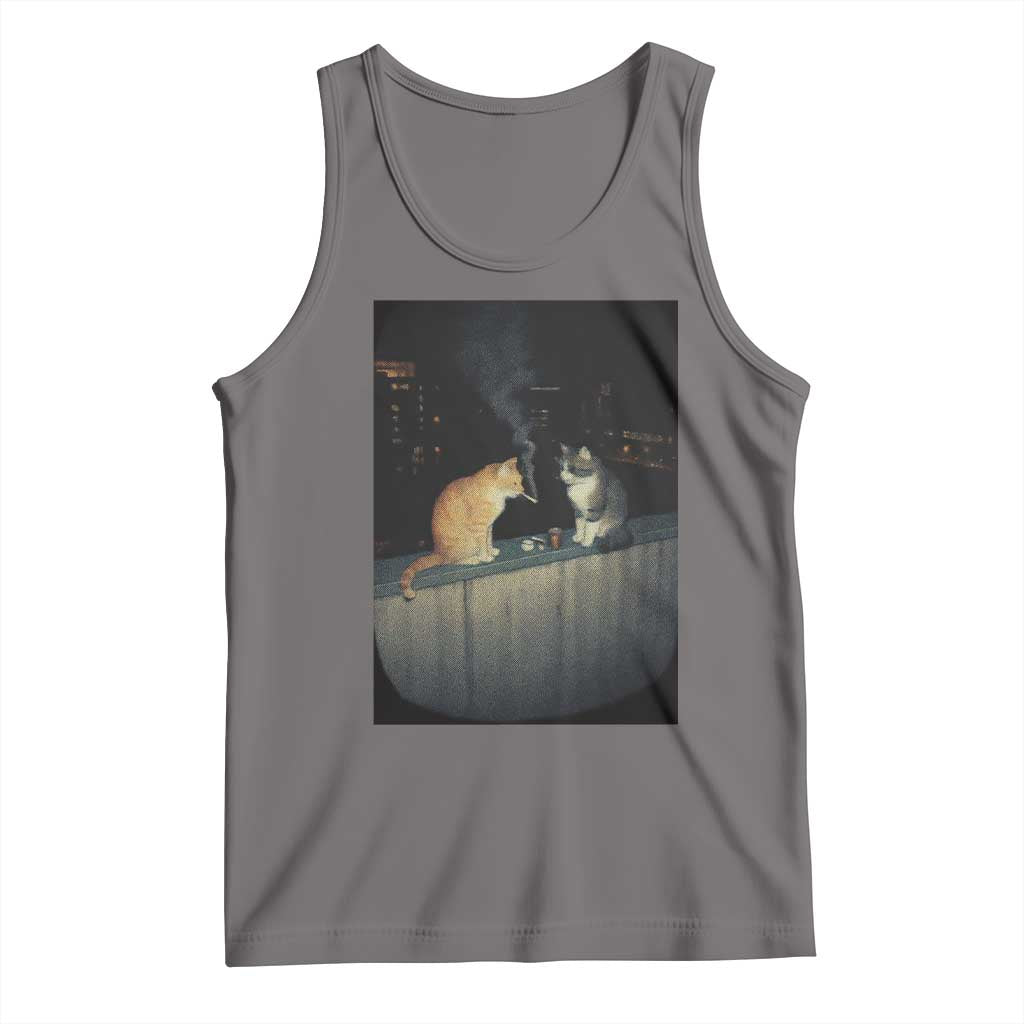 Funny Smoking Cat Tank Top Retro 90s Grunge Kitty Streetwear Meme TS10 Deep Heather Print Your Wear