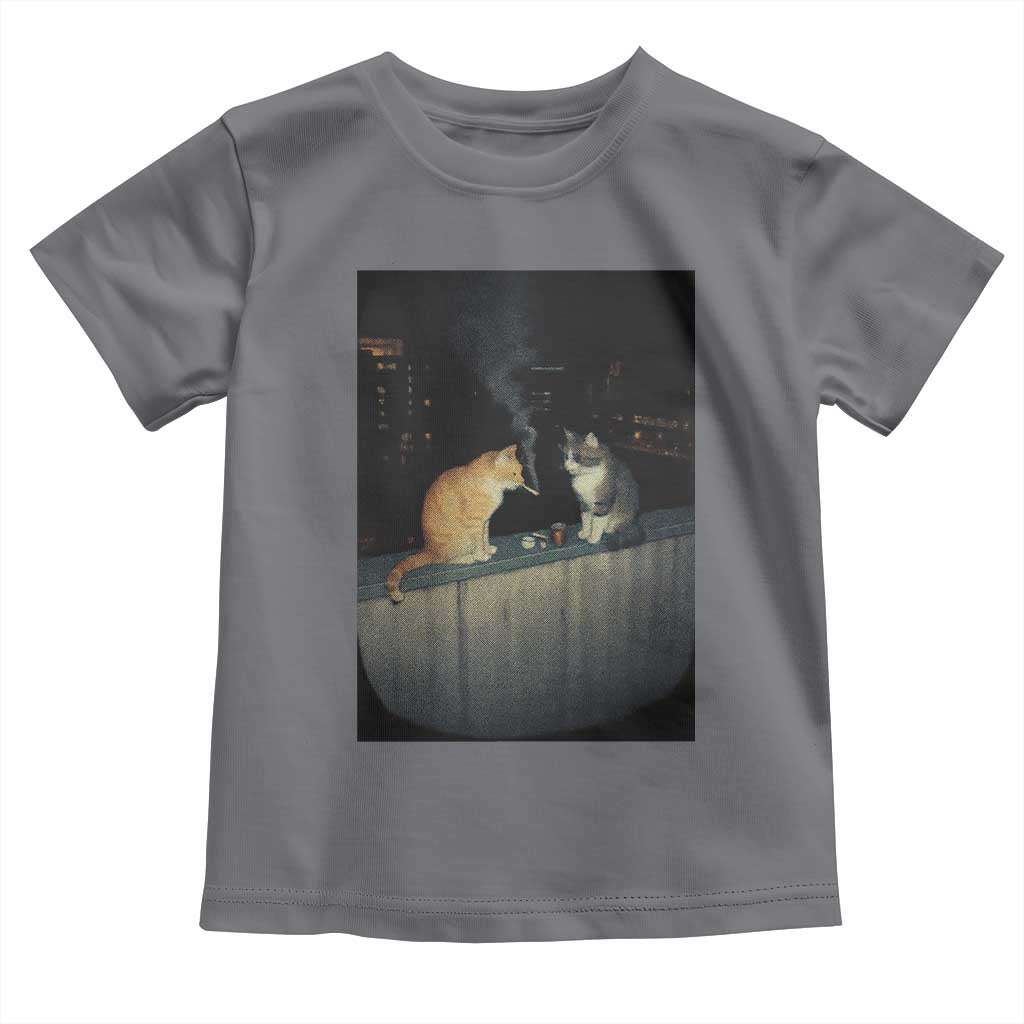 Funny Smoking Cat Toddler T Shirt Retro 90s Grunge Kitty Streetwear Meme TS10 Charcoal Print Your Wear