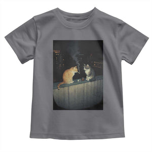Funny Smoking Cat Toddler T Shirt Retro 90s Grunge Kitty Streetwear Meme TS10 Charcoal Print Your Wear