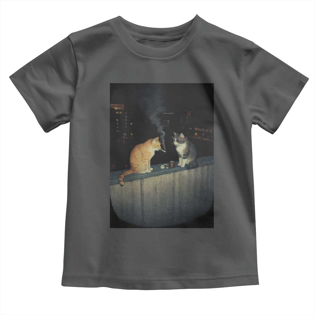 Funny Smoking Cat Toddler T Shirt Retro 90s Grunge Kitty Streetwear Meme TS10 Dark Heather Print Your Wear