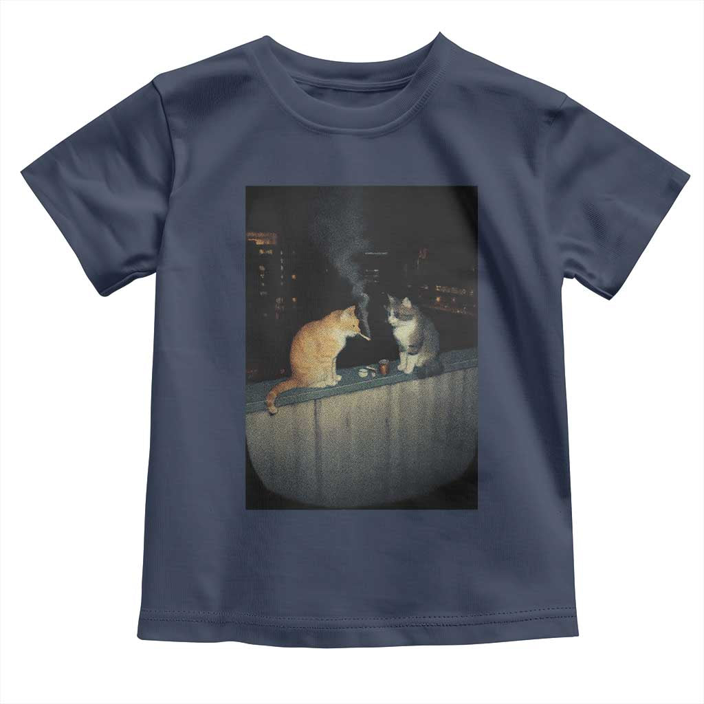 Funny Smoking Cat Toddler T Shirt Retro 90s Grunge Kitty Streetwear Meme TS10 Navy Print Your Wear