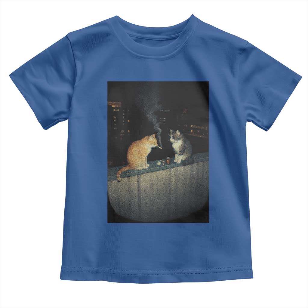 Funny Smoking Cat Toddler T Shirt Retro 90s Grunge Kitty Streetwear Meme TS10 Royal Blue Print Your Wear