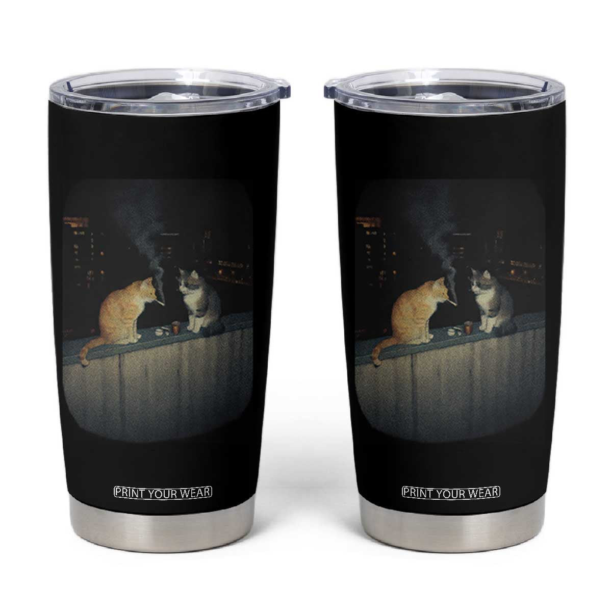 Funny Smoking Cat Tumbler Cup Retro 90s Grunge Kitty Streetwear Meme TS10 Black Print Your Wear