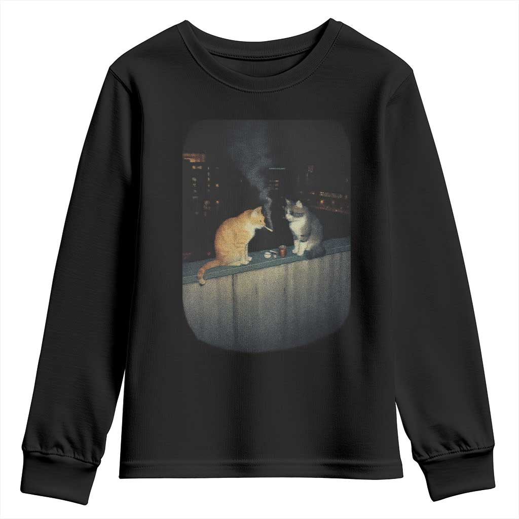 Funny Smoking Cat Youth Sweatshirt Retro 90s Grunge Kitty Streetwear Meme TS10 Black Print Your Wear