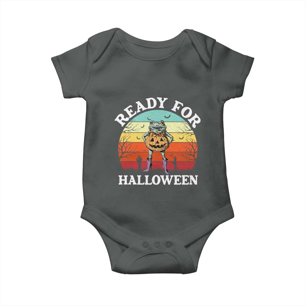 Funny Halloween Frog Baby Onesie Retro Spooky Season Funny Frogs Costume TS10 Dark Heather Print Your Wear