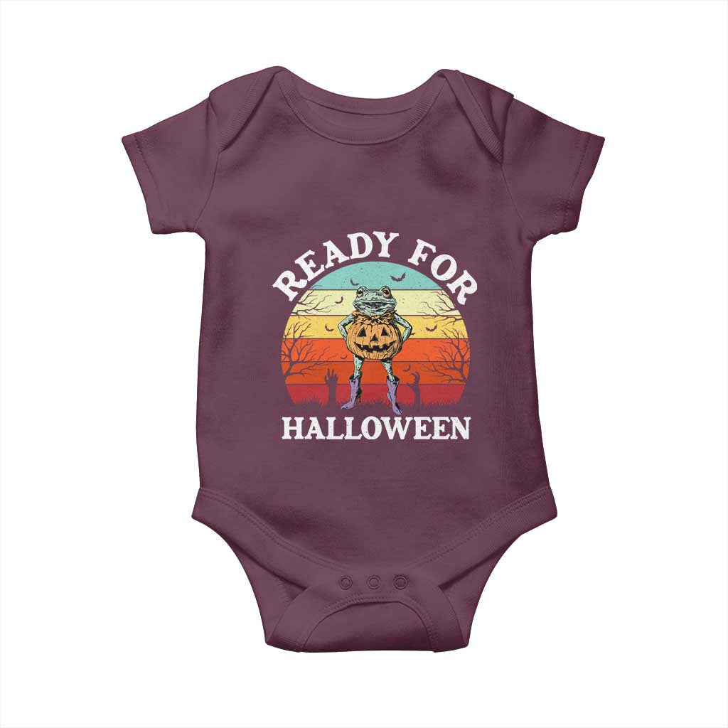 Funny Halloween Frog Baby Onesie Retro Spooky Season Funny Frogs Costume TS10 Maroon Print Your Wear