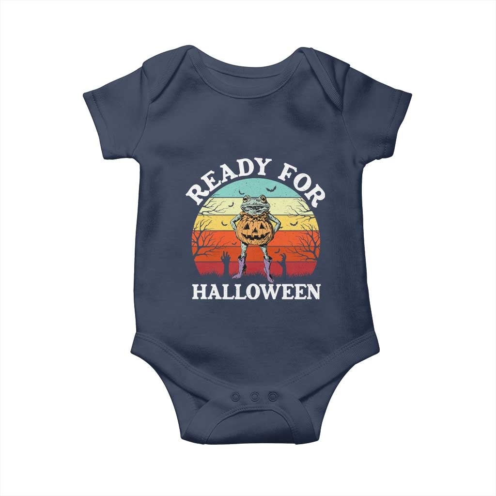 Funny Halloween Frog Baby Onesie Retro Spooky Season Funny Frogs Costume TS10 Navy Print Your Wear
