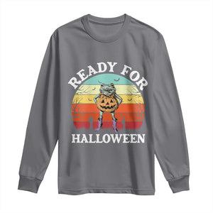 Funny Halloween Frog Long Sleeve Shirt Retro Spooky Season Funny Frogs Costume TS10 Charcoal Print Your Wear