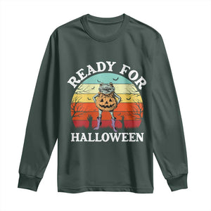 Funny Halloween Frog Long Sleeve Shirt Retro Spooky Season Funny Frogs Costume TS10 Dark Forest Green Print Your Wear