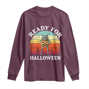 Funny Halloween Frog Long Sleeve Shirt Retro Spooky Season Funny Frogs Costume TS10 Maroon Print Your Wear