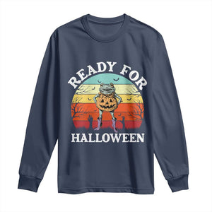Funny Halloween Frog Long Sleeve Shirt Retro Spooky Season Funny Frogs Costume TS10 Navy Print Your Wear