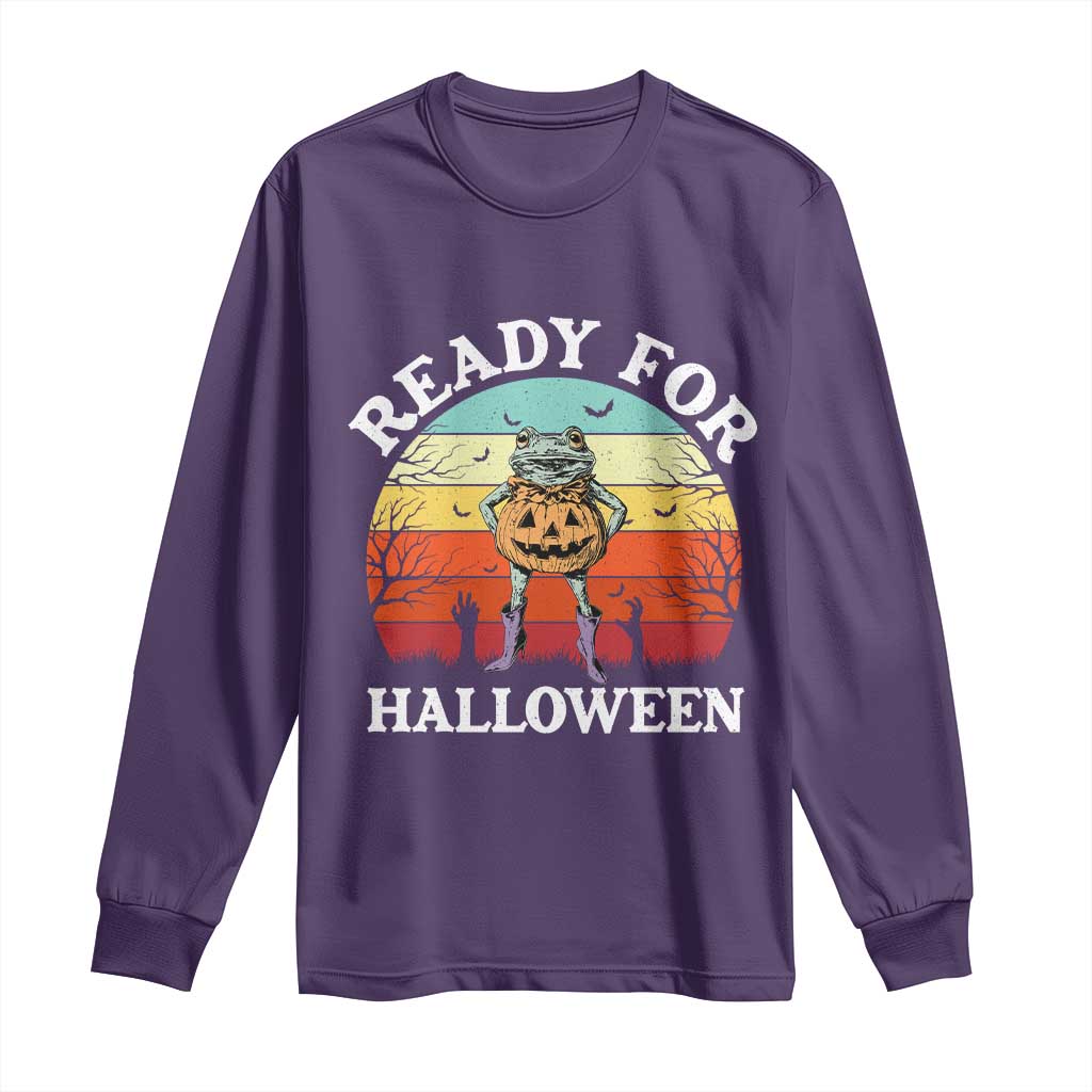 Funny Halloween Frog Long Sleeve Shirt Retro Spooky Season Funny Frogs Costume TS10 Purple Print Your Wear