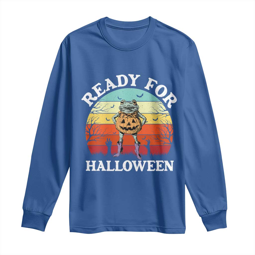 Funny Halloween Frog Long Sleeve Shirt Retro Spooky Season Funny Frogs Costume TS10 Royal Blue Print Your Wear