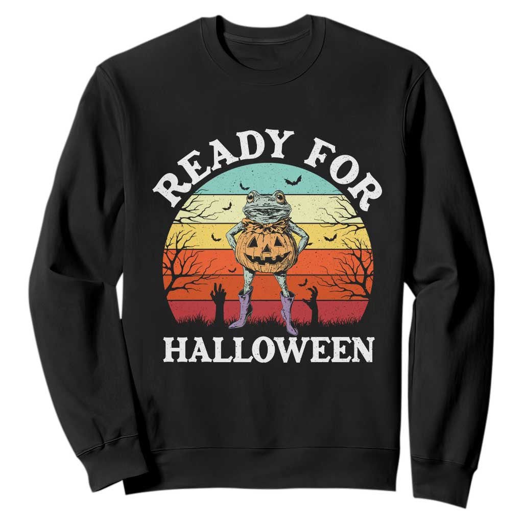Funny Halloween Frog Sweatshirt Retro Spooky Season Funny Frogs Costume TS10 Black Print Your Wear
