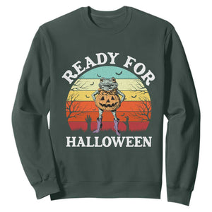 Funny Halloween Frog Sweatshirt Retro Spooky Season Funny Frogs Costume TS10 Dark Forest Green Print Your Wear