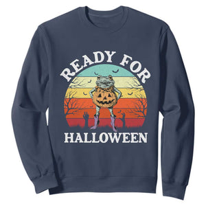 Funny Halloween Frog Sweatshirt Retro Spooky Season Funny Frogs Costume TS10 Navy Print Your Wear