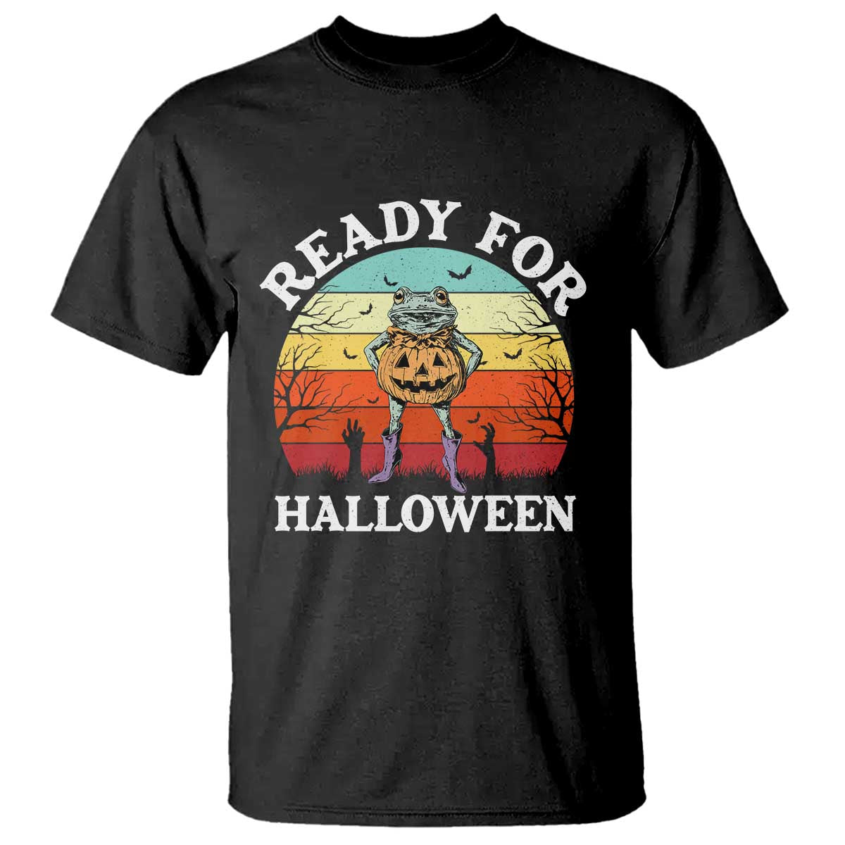 Funny Halloween Frog T Shirt Retro Spooky Season Funny Frogs Costume TS10 Black Print Your Wear