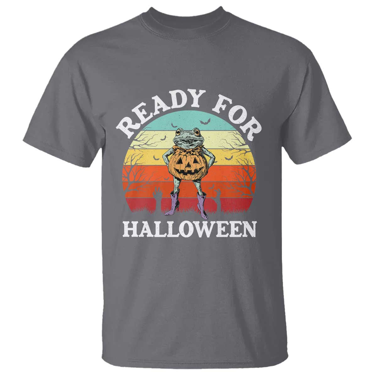 Funny Halloween Frog T Shirt Retro Spooky Season Funny Frogs Costume TS10 Charcoal Print Your Wear