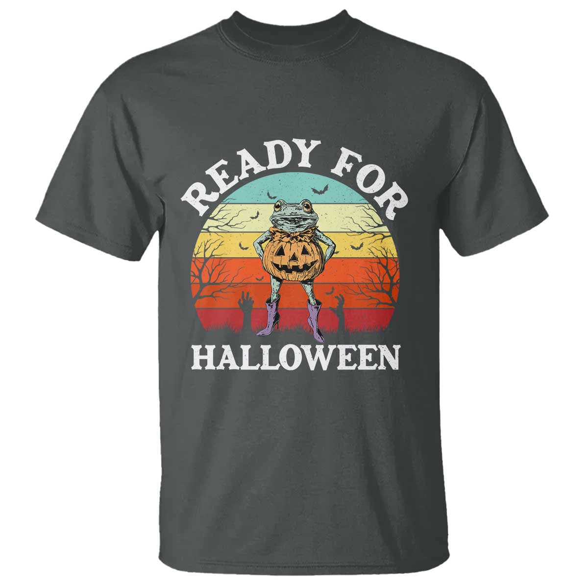 Funny Halloween Frog T Shirt Retro Spooky Season Funny Frogs Costume TS10 Dark Heather Print Your Wear