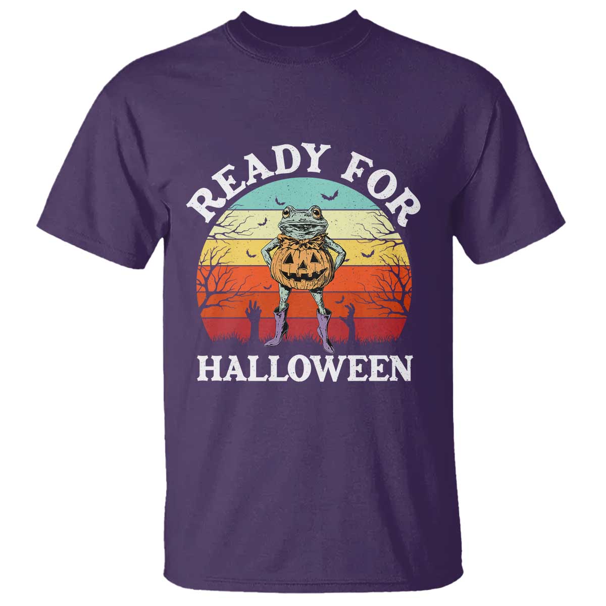 Funny Halloween Frog T Shirt Retro Spooky Season Funny Frogs Costume TS10 Purple Print Your Wear