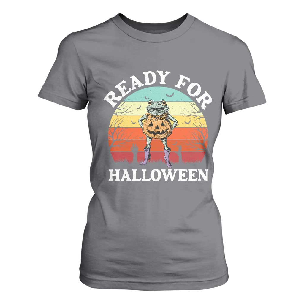 Funny Halloween Frog T Shirt For Women Retro Spooky Season Funny Frogs Costume TS10 Charcoal Print Your Wear