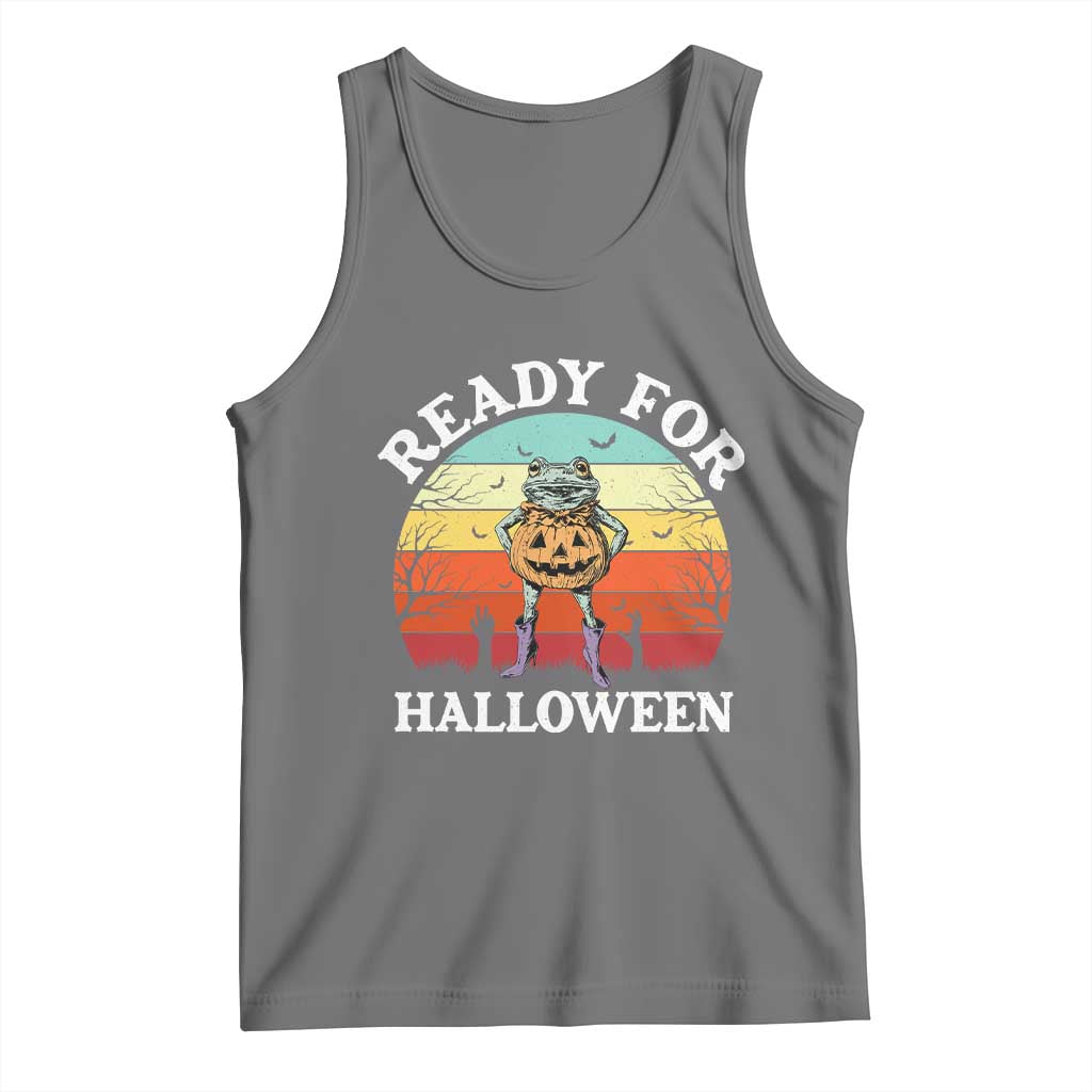 Funny Halloween Frog Tank Top Retro Spooky Season Funny Frogs Costume TS10 Black Heather Print Your Wear