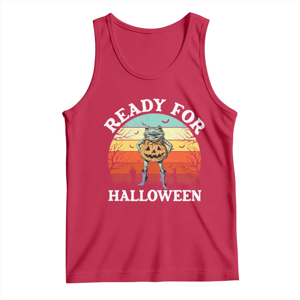 Funny Halloween Frog Tank Top Retro Spooky Season Funny Frogs Costume TS10 Red Print Your Wear