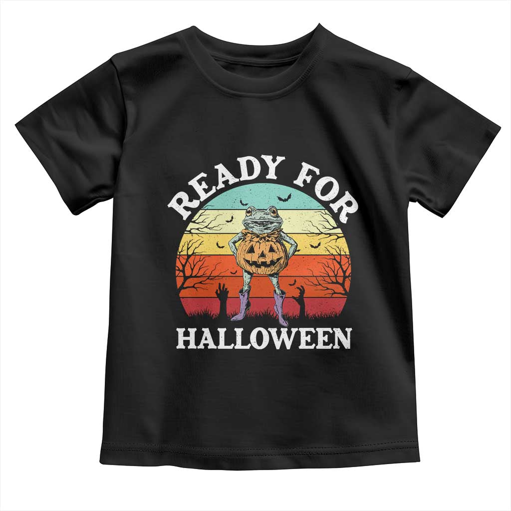 Funny Halloween Frog Toddler T Shirt Retro Spooky Season Funny Frogs Costume TS10 Black Print Your Wear