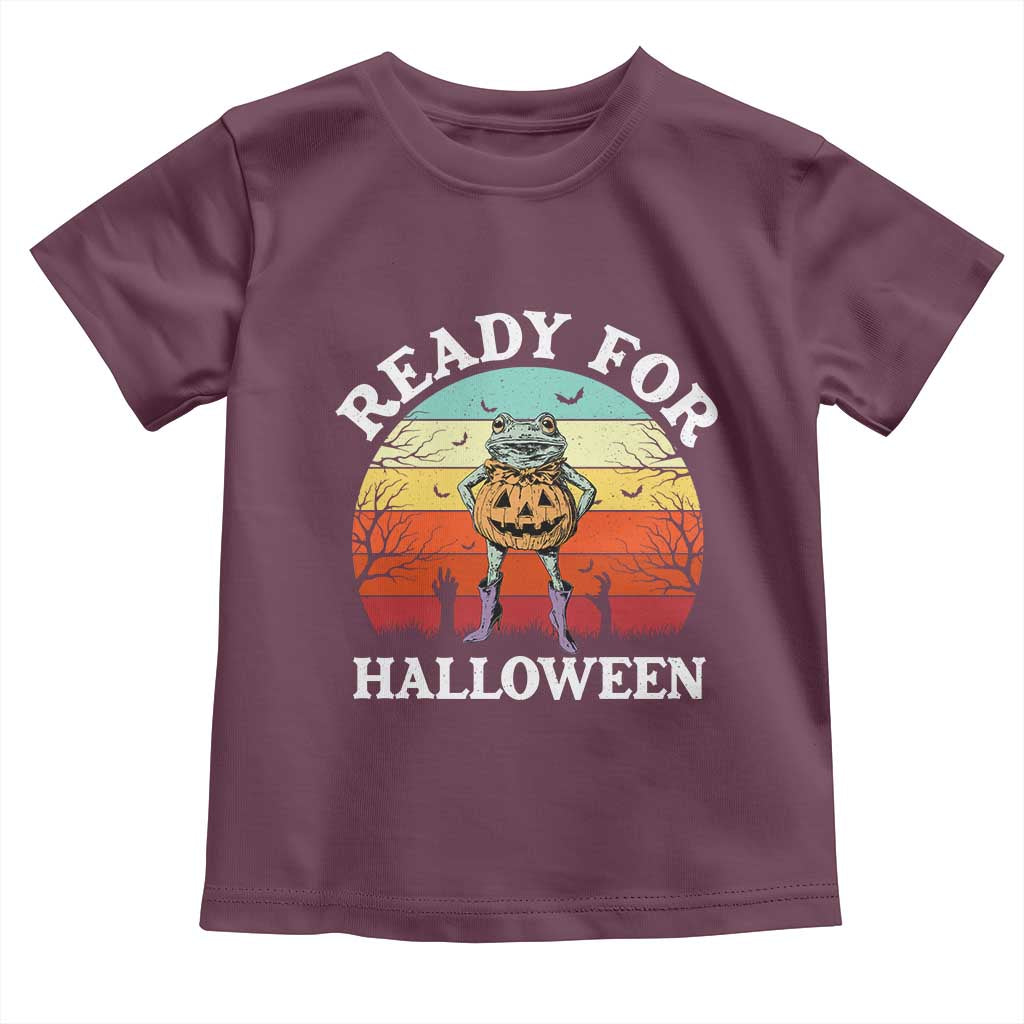 Funny Halloween Frog Toddler T Shirt Retro Spooky Season Funny Frogs Costume TS10 Maroon Print Your Wear