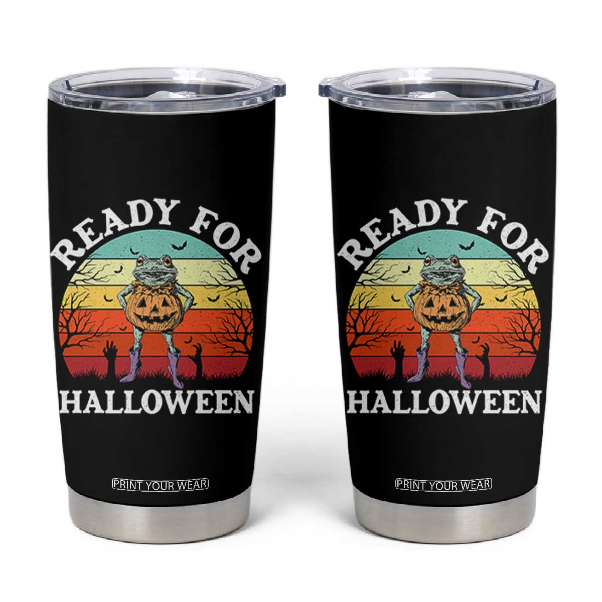 Funny Halloween Frog Tumbler Cup Retro Spooky Season Funny Frogs Costume TS10 Black Print Your Wear
