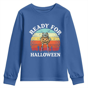 Funny Halloween Frog Youth Sweatshirt Retro Spooky Season Funny Frogs Costume TS10 Royal Blue Print Your Wear