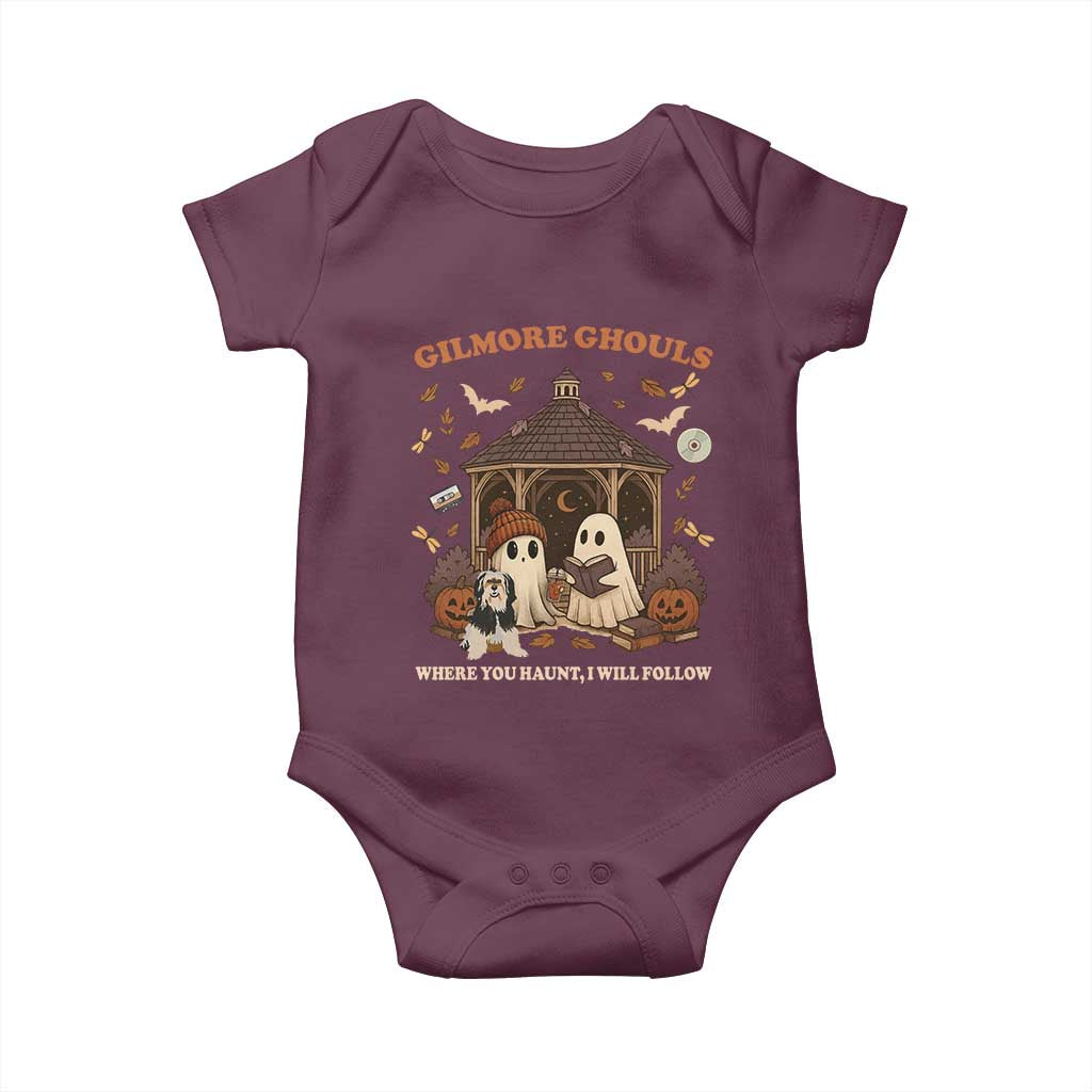 Gilmore Ghouls Halloween Baby Onesie Retro Book Lover Cute Ghost Fall Pumpkin TS10 Maroon Print Your Wear