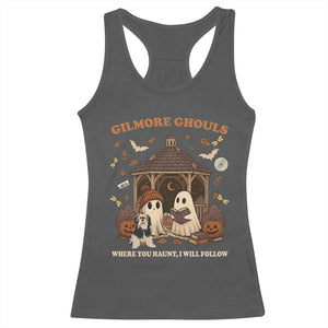 Gilmore Ghouls Halloween Racerback Tank Top Retro Book Lover Cute Ghost Fall Pumpkin TS10 Dark Heather Print Your Wear