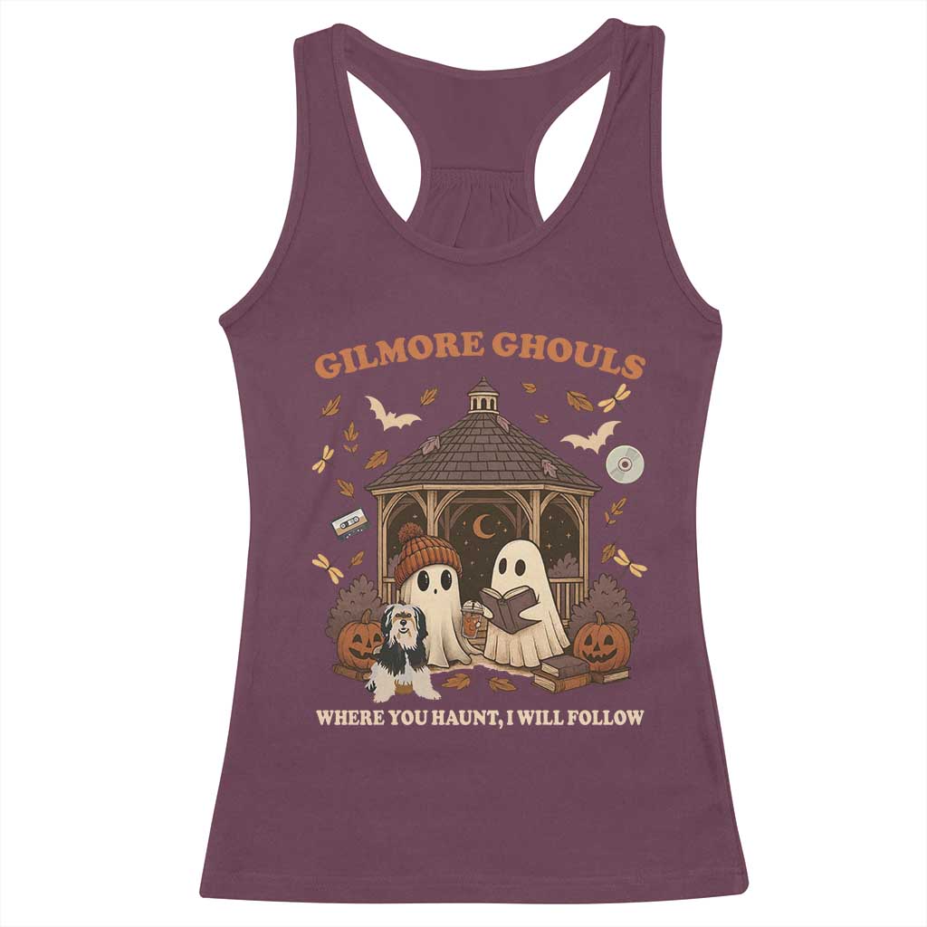 Gilmore Ghouls Halloween Racerback Tank Top Retro Book Lover Cute Ghost Fall Pumpkin TS10 Maroon Print Your Wear