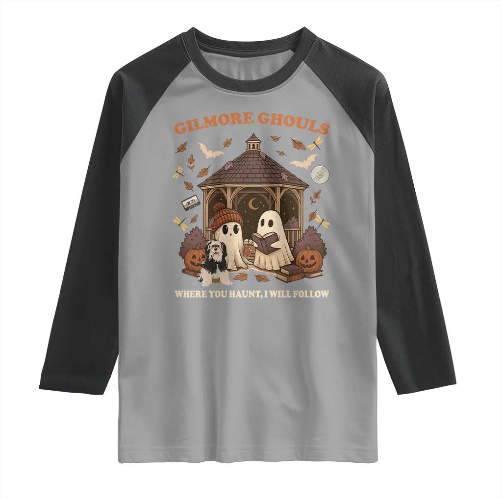 Gilmore Ghouls Halloween Raglan Shirt Retro Book Lover Cute Ghost Fall Pumpkin TS10 Sport Gray Black Print Your Wear