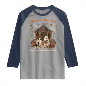 Gilmore Ghouls Halloween Raglan Shirt Retro Book Lover Cute Ghost Fall Pumpkin TS10 Sport Gray Navy Print Your Wear