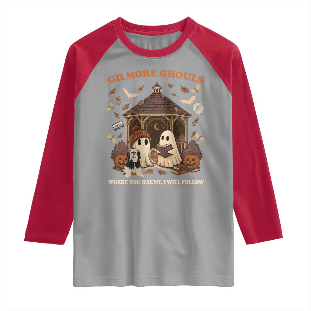 Gilmore Ghouls Halloween Raglan Shirt Retro Book Lover Cute Ghost Fall Pumpkin TS10 Sport Gray Red Print Your Wear