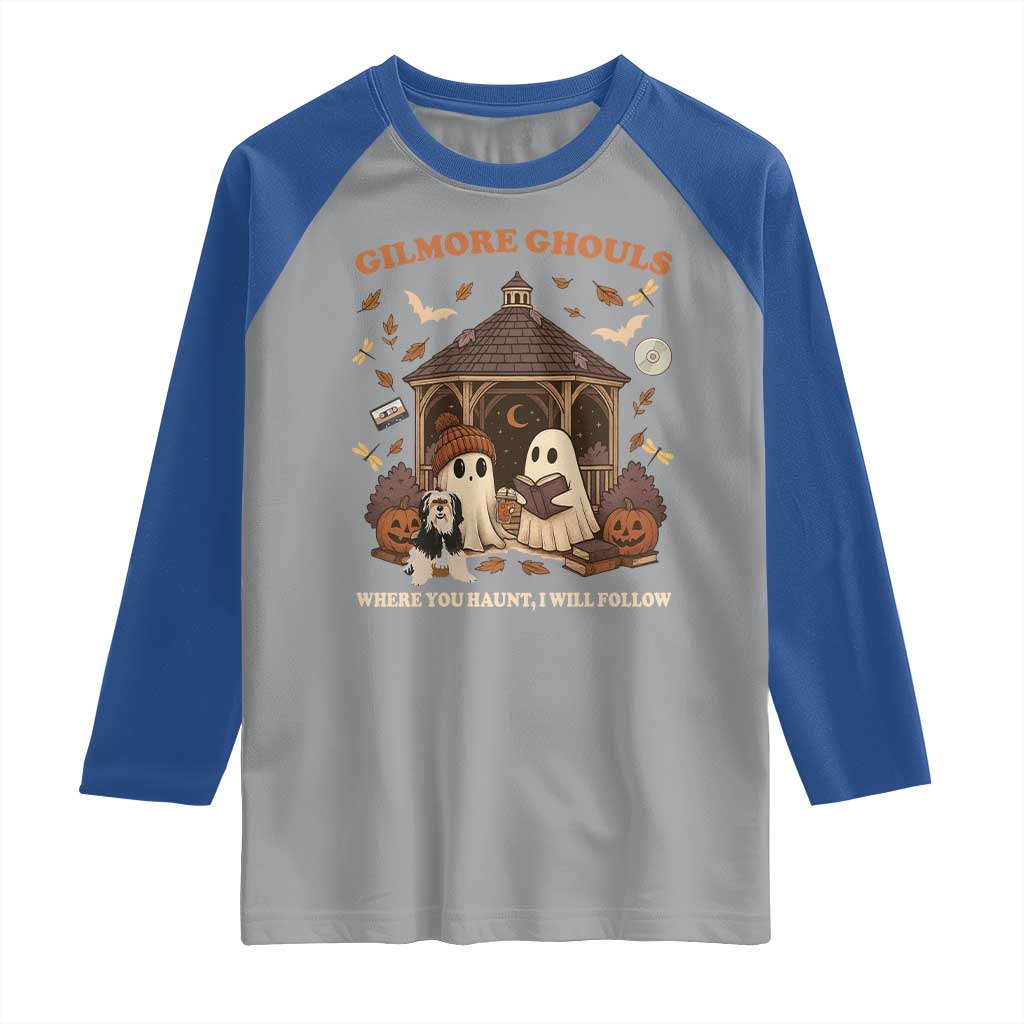Gilmore Ghouls Halloween Raglan Shirt Retro Book Lover Cute Ghost Fall Pumpkin TS10 Sport Gray Royal Print Your Wear