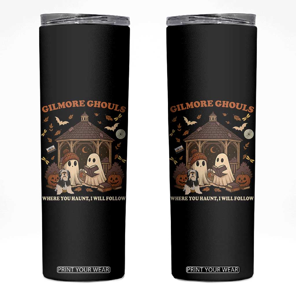 Gilmore Ghouls Halloween Skinny Tumbler Retro Book Lover Cute Ghost Fall Pumpkin TS10 Black Print Your Wear