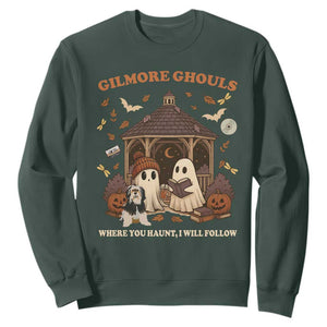 Gilmore Ghouls Halloween Sweatshirt Retro Book Lover Cute Ghost Fall Pumpkin TS10 Dark Forest Green Print Your Wear