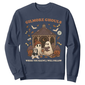 Gilmore Ghouls Halloween Sweatshirt Retro Book Lover Cute Ghost Fall Pumpkin TS10 Navy Print Your Wear