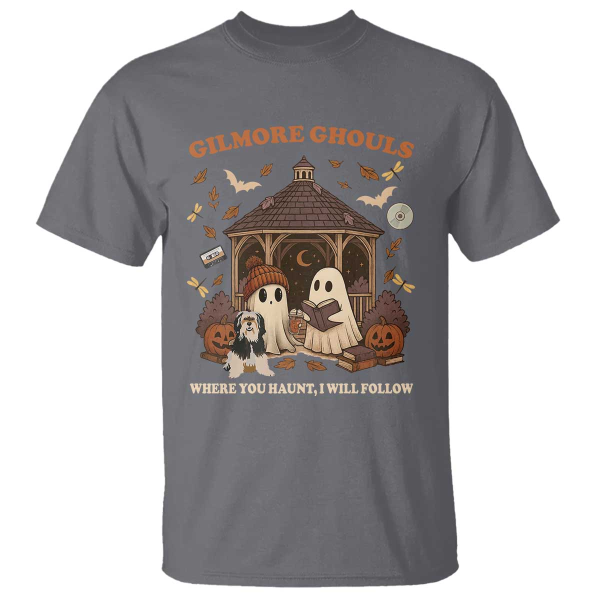 Gilmore Ghouls Halloween T Shirt Retro Book Lover Cute Ghost Fall Pumpkin TS10 Charcoal Print Your Wear