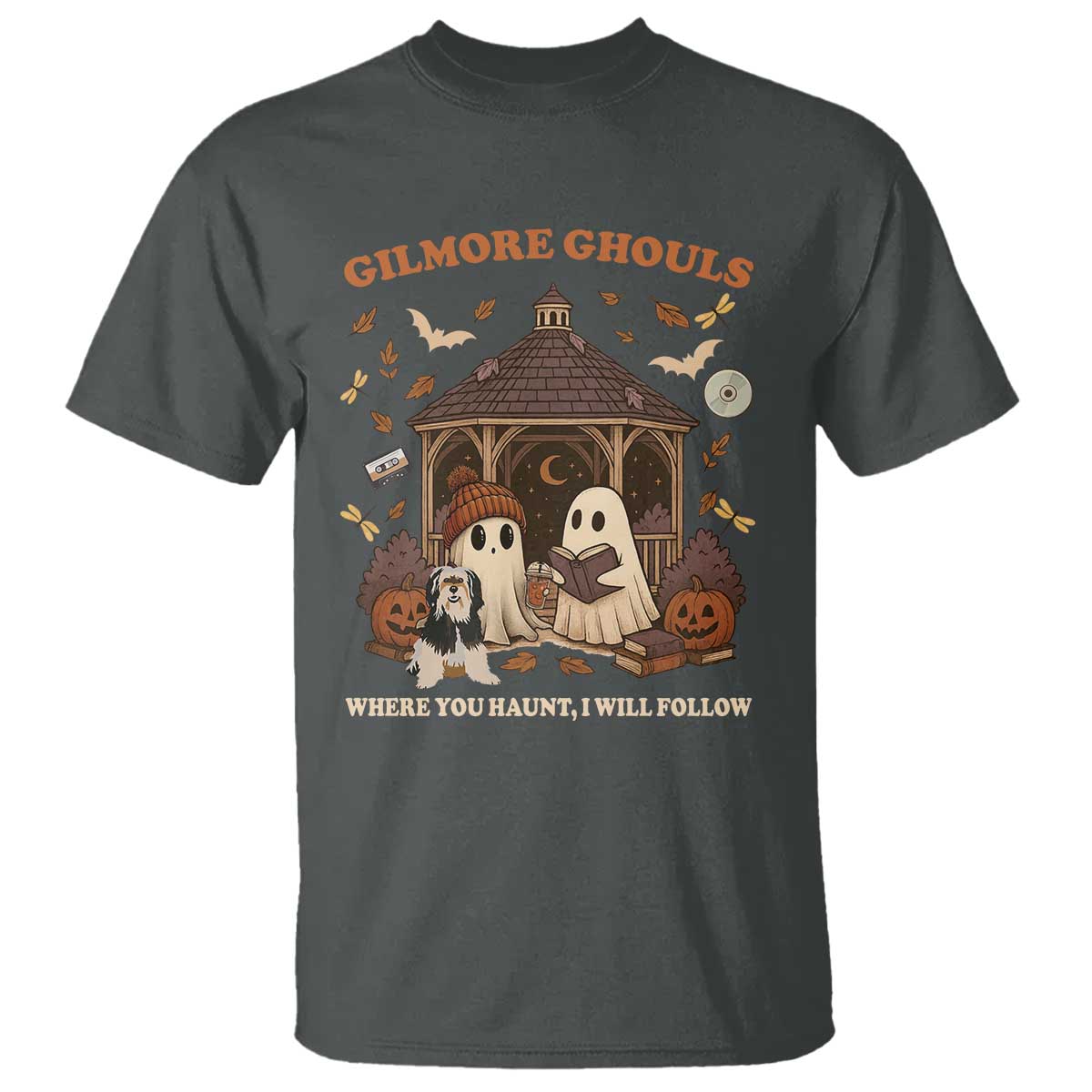 Gilmore Ghouls Halloween T Shirt Retro Book Lover Cute Ghost Fall Pumpkin TS10 Dark Heather Print Your Wear