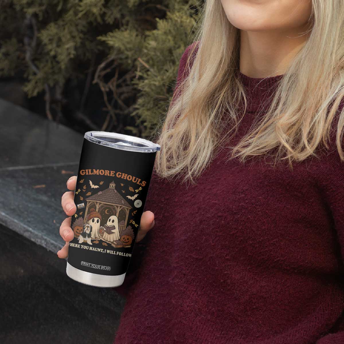 Gilmore Ghouls Halloween Tumbler Cup Retro Book Lover Cute Ghost Fall Pumpkin TS10 Print Your Wear