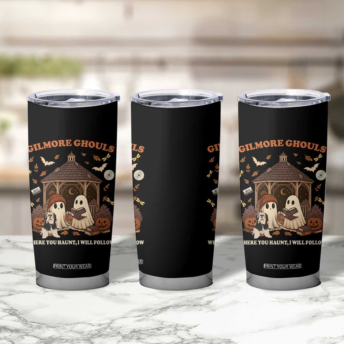 Gilmore Ghouls Halloween Tumbler Cup Retro Book Lover Cute Ghost Fall Pumpkin TS10 Print Your Wear