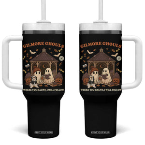 Gilmore Ghouls Halloween Tumbler With Handle Retro Book Lover Cute Ghost Fall Pumpkin TS10 One Size: 40 oz Black Print Your Wear